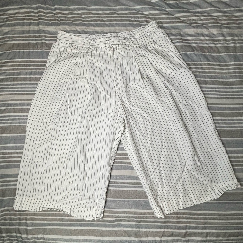 Maeve By Anthropologie Women's White Striped Culottes Wide Leg Shorts Size XL